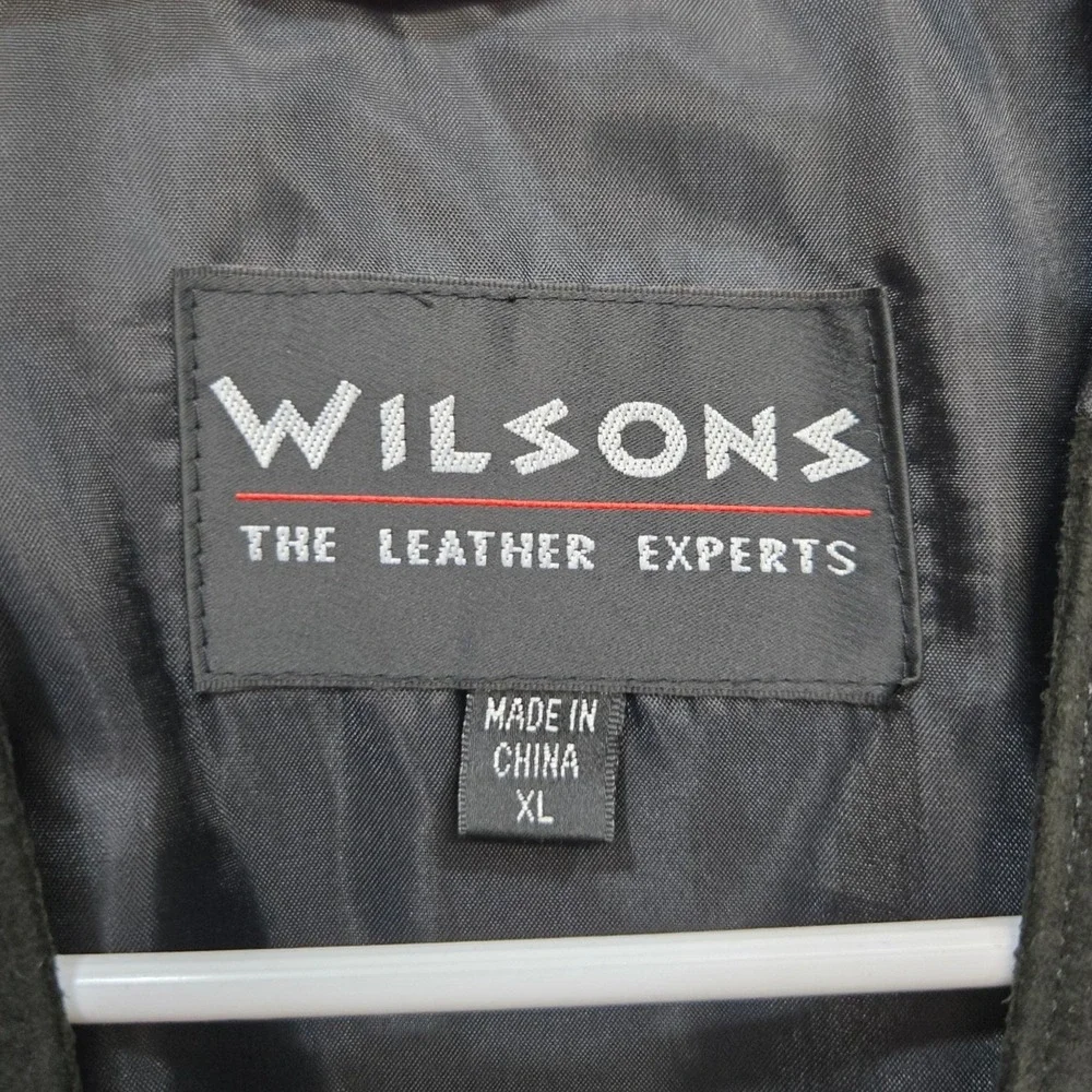 Vintage Y2K Wilsons Black Leather Vest XL Suede Button Front Biker Motorcycle